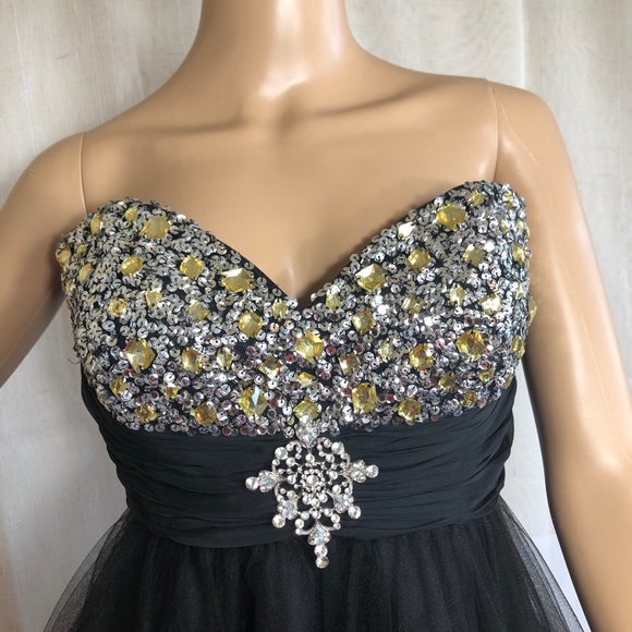 Colors Dress Black Strapless Embellished Party Social Night  Dress Size 10 Girls - Picture 2 of 12